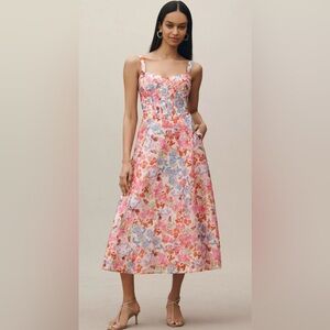 Anthropologie Bardot Lilah Sleeveless Corset A-Line Midi Dress